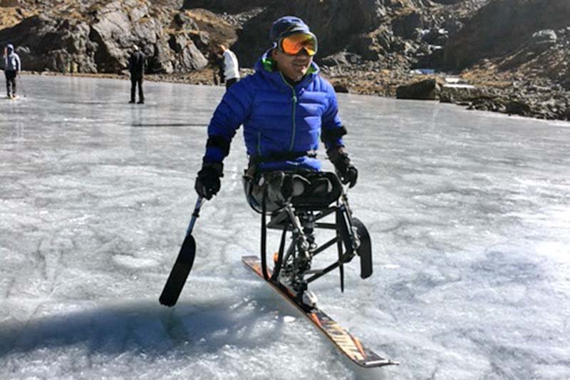 Double amputee among 100 takes part in winter ski fest in Gosainkunda