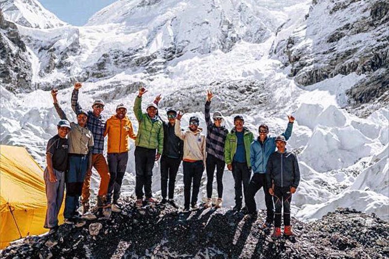 First ski descent Lhotse expedition at Camp III as Icefall route opens