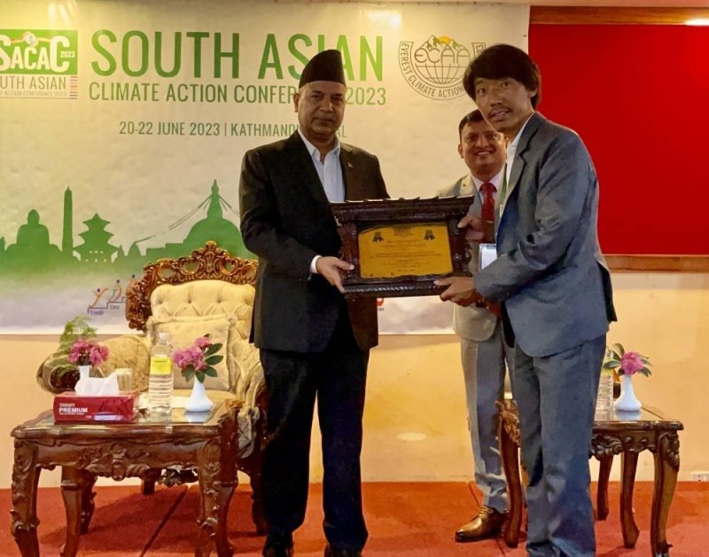 Guinness Record holder Phurba Tenjing Sherpa receives Everest Climate Action Award