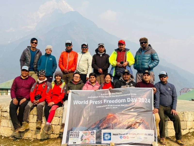 NFSJ marks World Press Freedom Day in Namche taking SAARC journos to Everest region