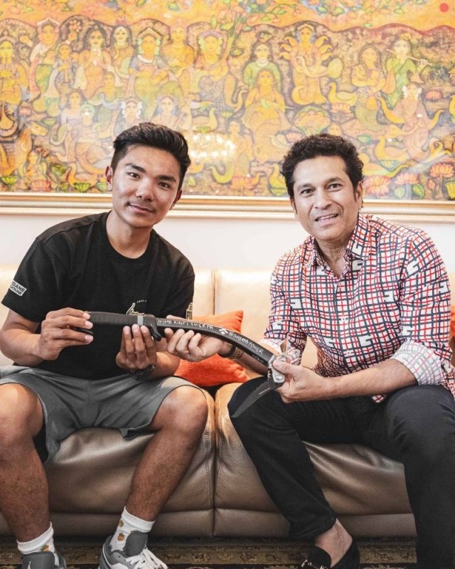 Record holder climber Nima Rinji Sherpa meets Rohit Sharma, Sachin Tendulkar in India