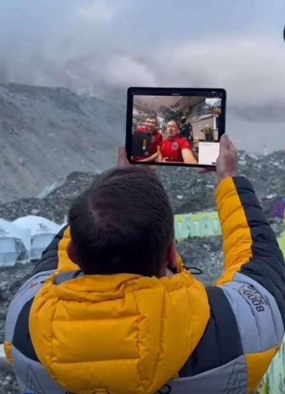 Russian Cosmonaut chats live with Space Station crew from Everest using Musk's Starlink