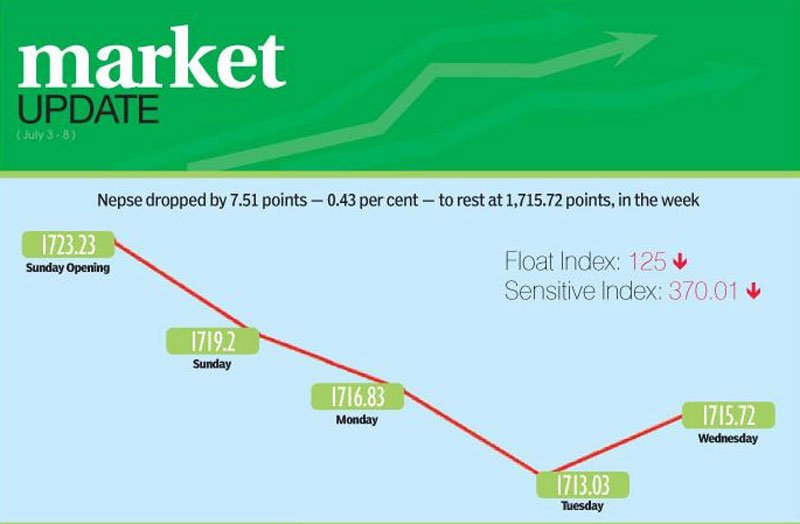 Share market index snaps four weeks of bull-run