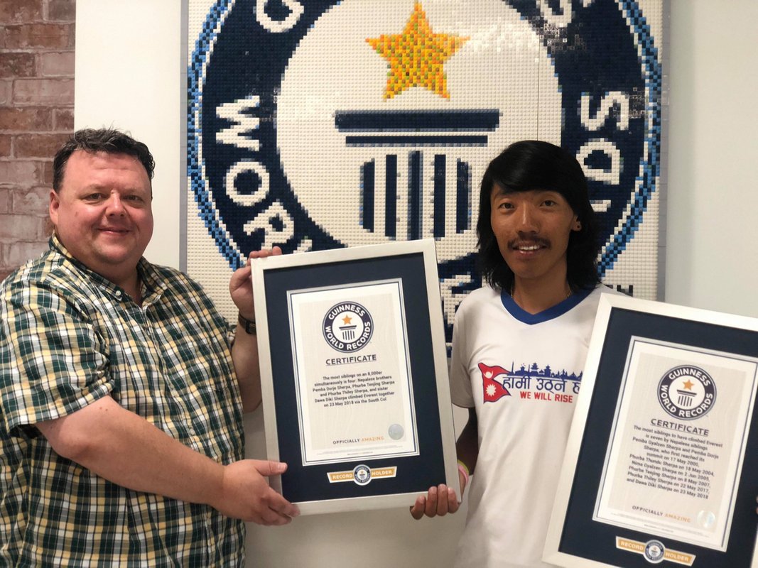 Sherpa siblings receive Guinness World Record certificates