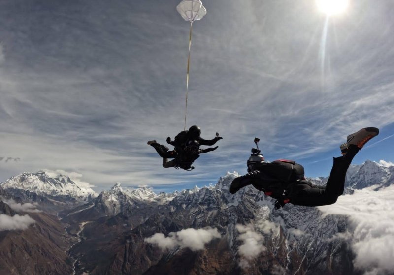 Wingsuit world champion Espen Fadnes, others skydive in Everest region
